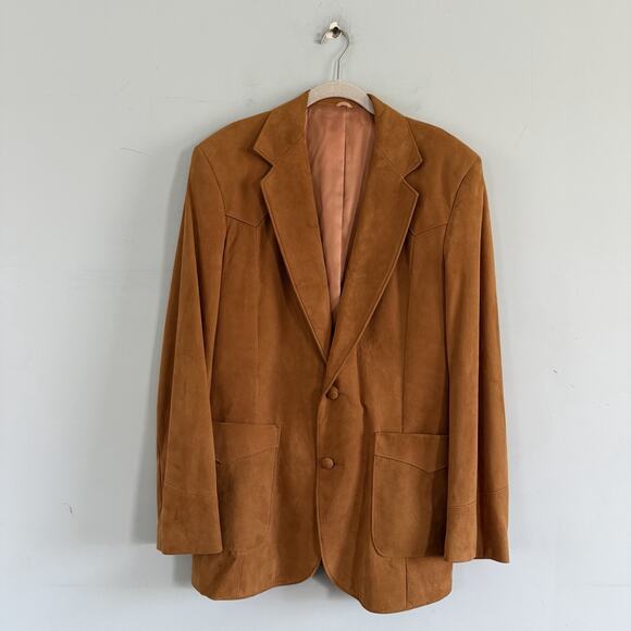 Vintage Pioneer Wear Genuine Leather Brown Suede Western Sport Coat Jacket USA - Picture 2 of 5